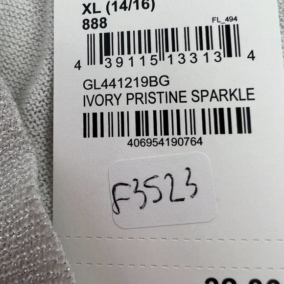 Nordstrom Kid Girl Everyday Sparkle Cardigan Ivory Pristine Sparkle XL 14/16 NWT - Picture 7 of 7